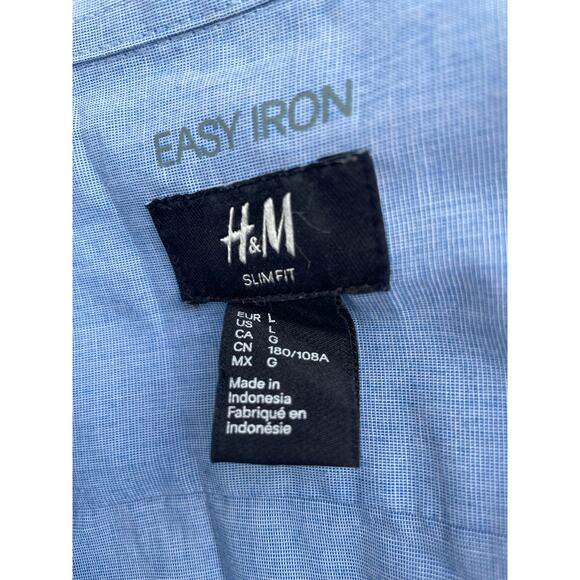 H&M Men's Blue Slim Fit Dress Shirt Large - Picture 3 of 8